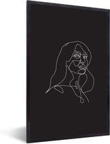 Photo dans le cadre - l' art illustration d'une Line femme confiante sur un cadre photo fond noir noir sans monture 40x60 cm - affiche dans le cadre (Décoration murale salon / chambre à coucher)