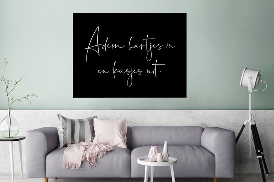 Poster Spreuken - Quotes - Adem hartjes in en kusjes uit - Koppel - 120x90 cm