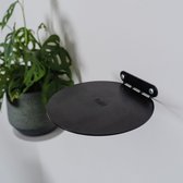 Befold plankje rond, 16cm, zwart | minimalistisch, zwevend, onzichtbaar, stalen muur/wand plankjes voor plant, ornament of boek