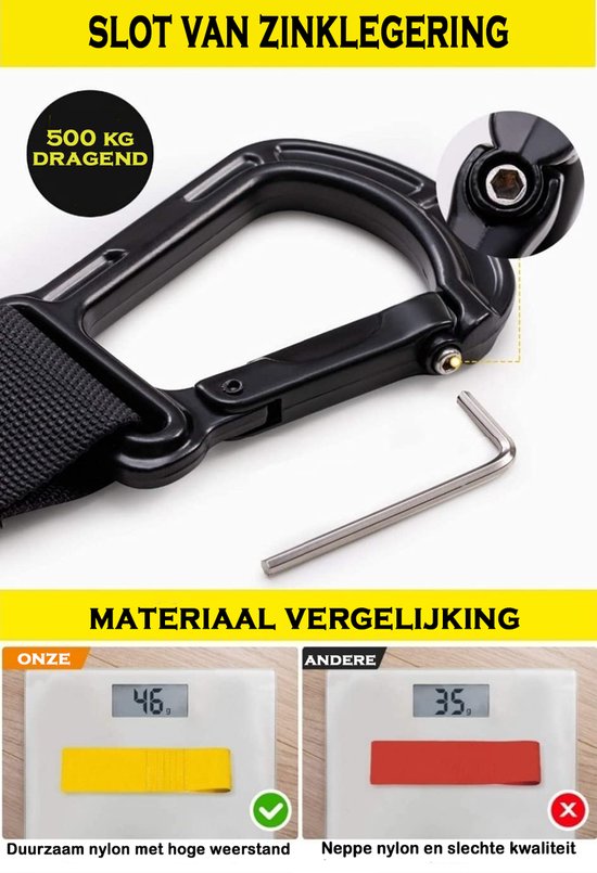 MJ Sports Premium TRX Suspension Trainer - Complete TRX Training set - Resistance Band - Weerstandsbanden - Calisthenics - Full Body Workout - Inclusief Draagtas - Fitness - Zwart/Geel