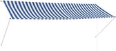 Decoways - Luifel uittrekbaar 350x150 cm blauw en wit