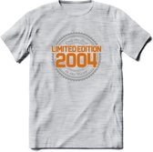 2004 Limited Edition Ring T-Shirt | Zilver - Goud | Grappig Verjaardag en Feest Cadeau Shirt | Dames - Heren - Unisex | Tshirt Kleding Kado | - Licht Grijs - Gemaleerd - L