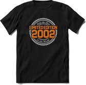 2002 Limited Edition Ring T-Shirt | Zilver - Goud | Grappig Verjaardag en Feest Cadeau Shirt | Dames - Heren - Unisex | Tshirt Kleding Kado | - Zwart - L