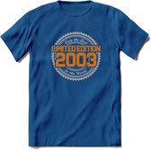 2003 Limited Edition Ring T-Shirt | Zilver - Goud | Grappig Verjaardag en Feest Cadeau Shirt | Dames - Heren - Unisex | Tshirt Kleding Kado | - Donker Blauw - XL