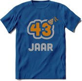 43 Jaar Feest T-Shirt | Goud - Zilver | Grappig Verjaardag Cadeau Shirt | Dames - Heren - Unisex | Tshirt Kleding Kado | - Donker Blauw - M