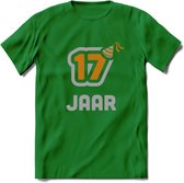 17 Jaar Feest T-Shirt | Goud - Zilver | Grappig Verjaardag Cadeau Shirt | Dames - Heren - Unisex | Tshirt Kleding Kado | - Donker Groen - XL