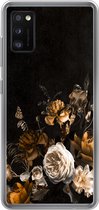 Geschikt voor Samsung Galaxy A41 hoesje - Bloem - Gold - Patronen - Siliconen Telefoonhoesje