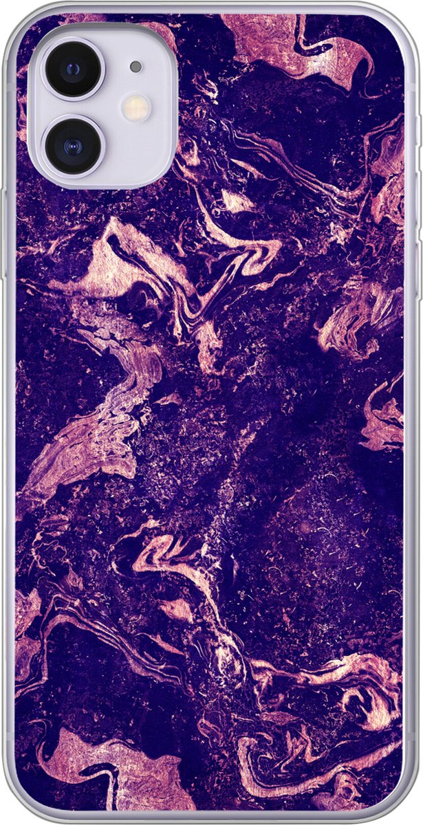Telefoonhoesje Geschikt voor iPhone 11 hoesje - Marmer print - Natuursteen - Mineralen - Siliconen Telefoonhoesje