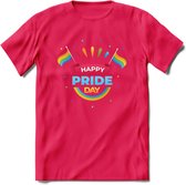 Happy Pride Day | Pride T-Shirt | Grappig LHBTIQ+ / LGBTQ / Gay / Homo / Lesbi Cadeau Shirt | Dames - Heren - Unisex | Tshirt Kleding Kado | - Roze - XL