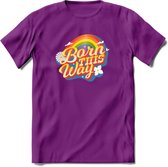 Born This Way | Pride T-Shirt | Grappig LHBTIQ+ / LGBTQ / Gay / Homo / Lesbi Cadeau Shirt | Dames - Heren - Unisex | Tshirt Kleding Kado | - Paars - XXL