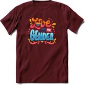 ove Has No Gender | Pride T-Shirt | Grappig LHBTIQ+ / LGBTQ / Gay / Homo / Lesbi Cadeau Shirt | Dames - Heren - Unisex | Tshirt Kleding Kado | - Burgundy - XL