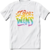 Love Wins | Pride T-Shirt | Grappig LHBTIQ+ / LGBTQ / Gay / Homo / Lesbi Cadeau Shirt | Dames - Heren - Unisex | Tshirt Kleding Kado | - Wit - XL