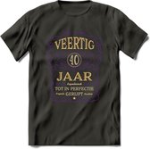 40 Jaar Legendarisch Gerijpt T-Shirt | Paars - Ivoor | Grappig Verjaardag en Feest Cadeau Shirt | Dames - Heren - Unisex | Tshirt Kleding Kado | - Donker Grijs - XL