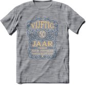 50 Jaar Legendarisch Gerijpt T-Shirt | Royal Blue - Ivoor | Grappig Verjaardag en Feest Cadeau Shirt | Dames - Heren - Unisex | Tshirt Kleding Kado | - Donker Grijs - Gemaleerd - M