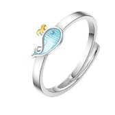 Ring-Dolfijn Flipper-Verstelbaar-Zilver-Blauw-Charme Bijoux