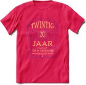 20 Jaar Legendarisch Gerijpt T-Shirt | Paars - Ivoor | Grappig Verjaardag en Feest Cadeau Shirt | Dames - Heren - Unisex | Tshirt Kleding Kado | - Roze - XXL