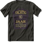 80 Jaar Legendarisch Gerijpt T-Shirt | Paars - Ivoor | Grappig Verjaardag en Feest Cadeau Shirt | Dames - Heren - Unisex | Tshirt Kleding Kado | - Donker Grijs - XL