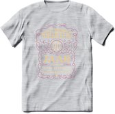 90 Jaar Legendarisch Gerijpt T-Shirt | Oud Roze - Ivoor | Grappig Verjaardag en Feest Cadeau Shirt | Dames - Heren - Unisex | Tshirt Kleding Kado | - Licht Grijs - Gemaleerd - L
