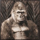 Safaary - J-Line Schilderij Gorilla Canvas Hout Donkerbruin - 108x108 CM
