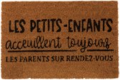 J-Line Deurmat Petits-Enfants Kokosvezel Naturel Zwart - Droogloopmat voor binnen & buiten - Met funny tekst