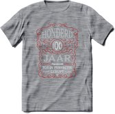 100 Jaar Legendarisch Gerijpt T-Shirt | Rood - Grijs | Grappig Verjaardag en Feest Cadeau Shirt | Dames - Heren - Unisex | Tshirt Kleding Kado | - Donker Grijs - Gemaleerd - 3XL