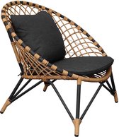 BUITEN living Amos wicker loungestoel tuin | bruin/zwart