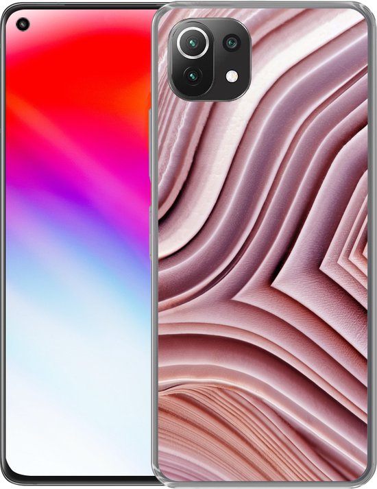 Coque Xiaomi 11T - Pierres naturelles - Rose - Gros plan - Siliconen