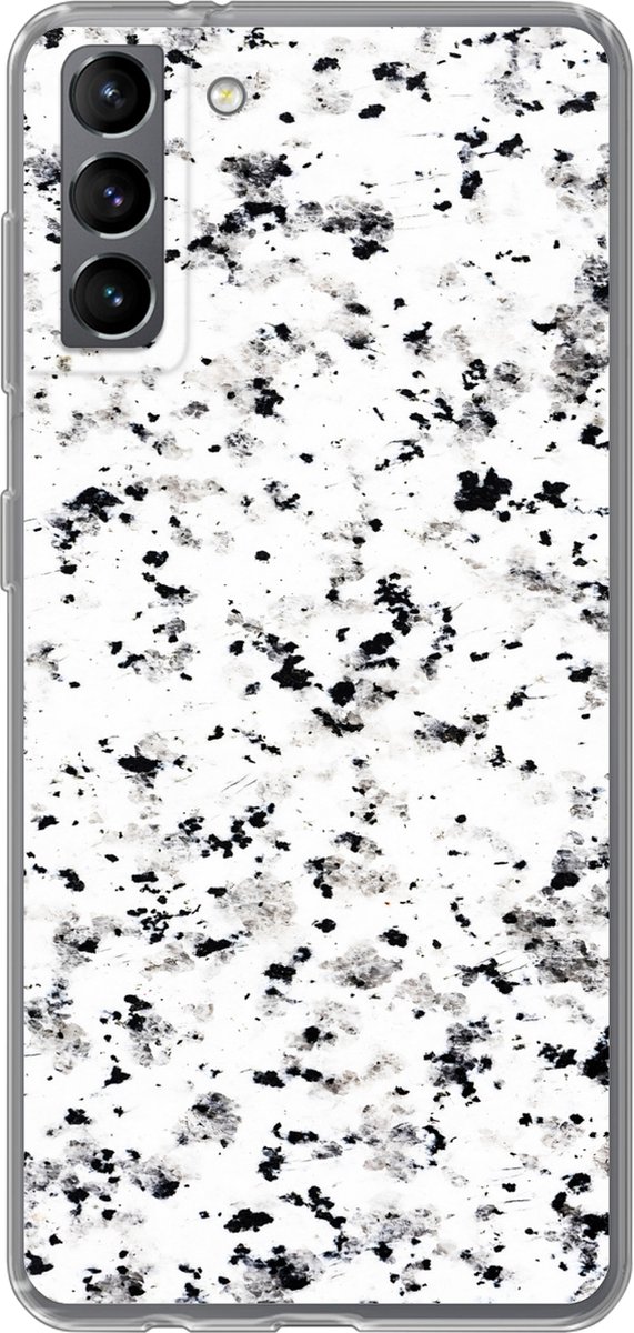 Telefoonhoesje Geschikt voor Samsung Galaxy S21 Plus hoesje - Marmer print - Stippen - Wit - Siliconen Telefoonhoesje Telefoonhoesje