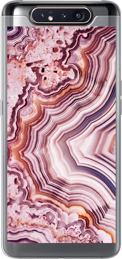 Coque Samsung Galaxy A80 - Natuursteen - Rose - Luxe - Siliconen