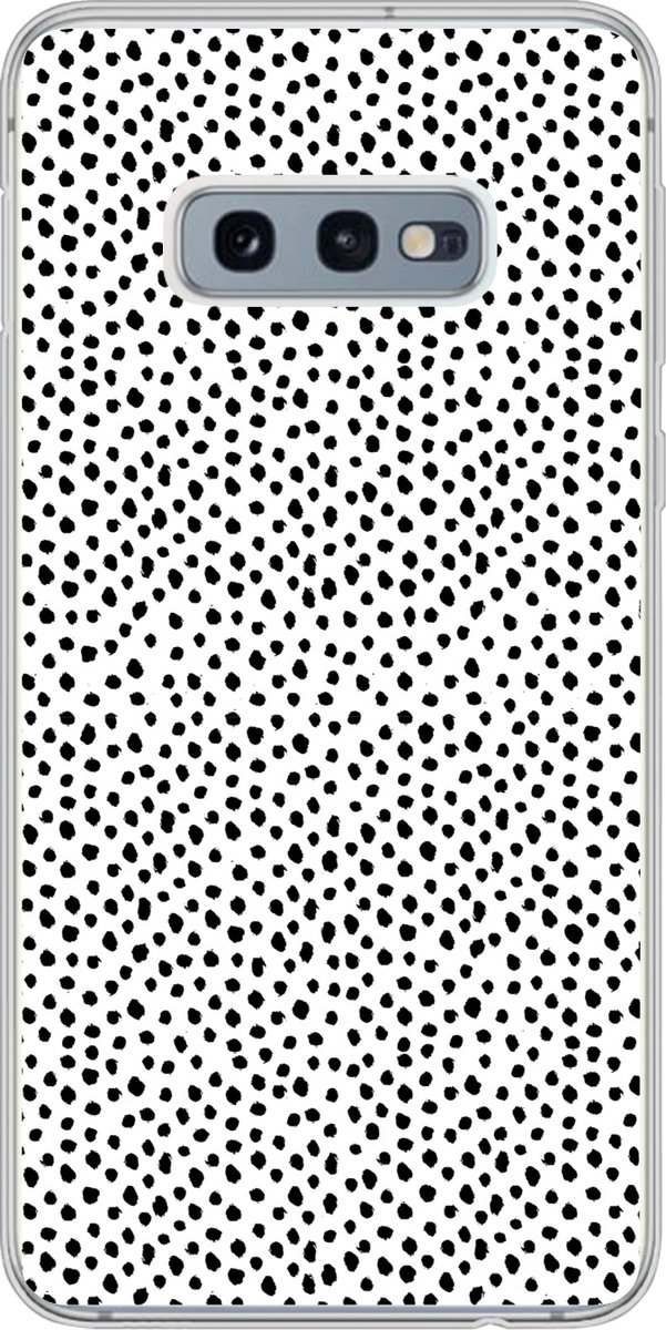 Telefoonhoesje Geschikt voor Samsung Galaxy S10e hoesje - Stippen - Zwart - Wit - Siliconen Telefoonhoesje Telefoonhoesje
