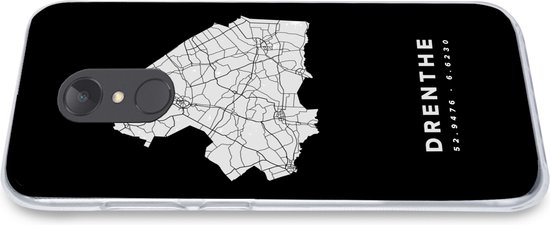Telefoonhoesje Geschikt voor Xiaomi Geschikt voor Redmi 5 hoesje - Drenthe - Wegenkaart - Zwart - Siliconen Telefoonhoesje Telefoonhoesje