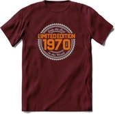 1970 Limited Edition Ring T-Shirt | Zilver - Goud | Grappig Verjaardag en Feest Cadeau Shirt | Dames - Heren - Unisex | Tshirt Kleding Kado | - Burgundy - M