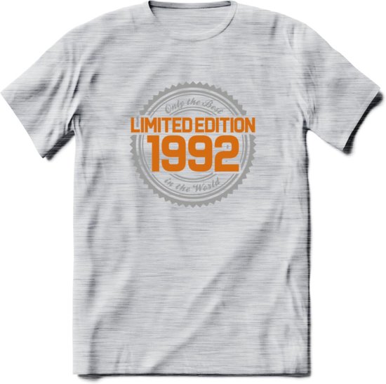 1992 Limited Edition Ring T-Shirt | Zilver - Goud | Grappig Verjaardag en Feest Cadeau Shirt | Dames - Heren - Unisex | Tshirt Kleding Kado | - Licht Grijs - Gemaleerd - XL