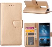 LuxeBass Hoesje geschikt voor Nokia 6 - Bookcase Goud - portemonnee hoesje - telefoonhoes - gsm hoes - telefoonhoesjes