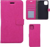 LuxeBass Hoesje geschikt voor iPhone 11 Pro - Bookcase Roze - portemonnee hoesje - telefoonhoes - gsm hoes - telefoonhoesjes
