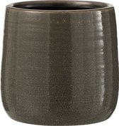 J-Line Bloempot Effen Keramiek Grijs Small Set van 4 stuks