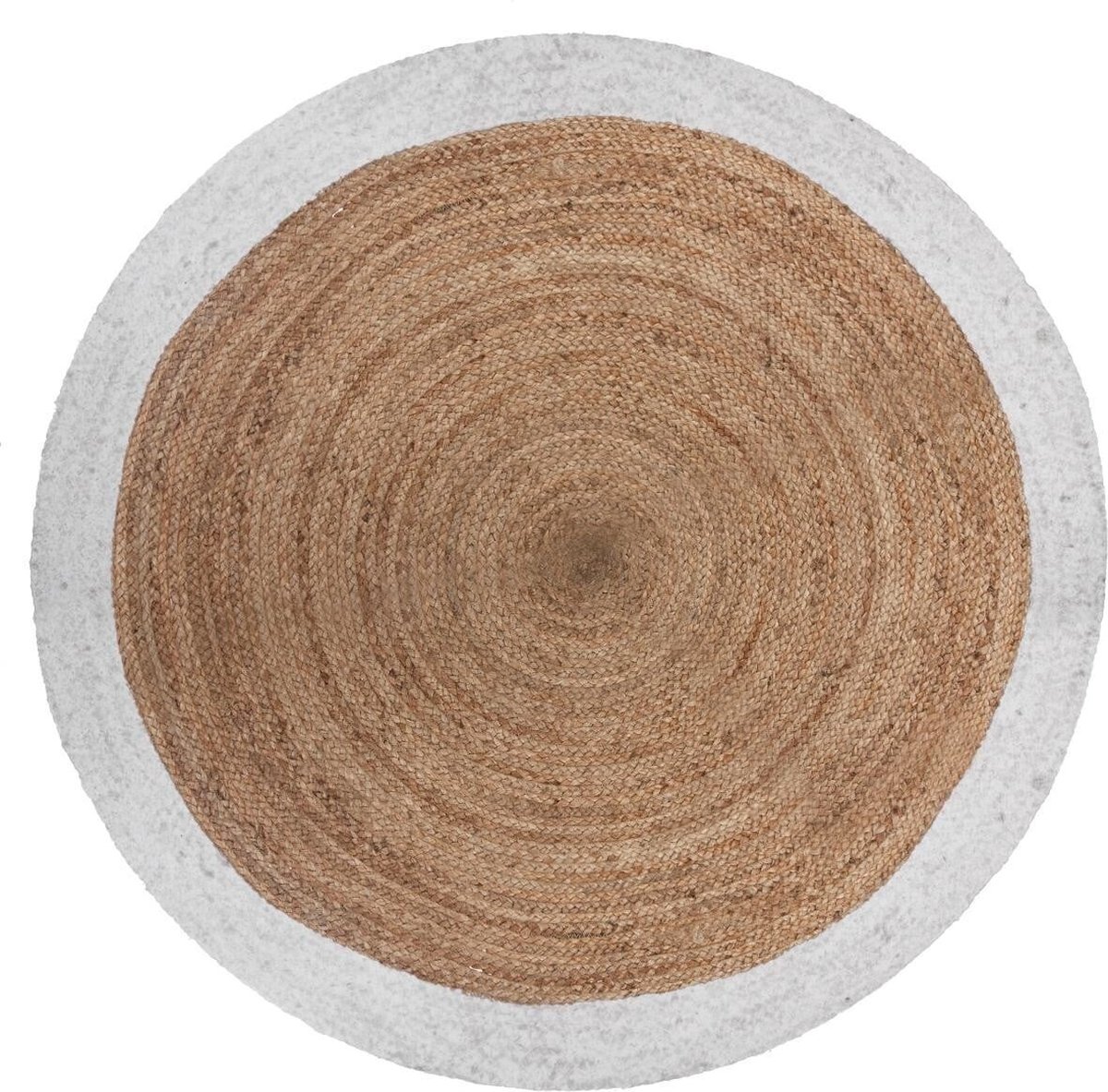 Ronde tapijt Jute 120cm natuurlijke witte tweekleurige - Coton|Jute - Wit - SILUMEN
