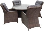 Denza Furniture Elip dining tuinset donkergrijs/donkerbruin 5-delig | 120cm wicker ronde wicker tuintafel | 4 personen