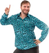 Leeuw & Tijger & Luipaard & Panter Kostuum | Blauw Luipaard Shirt Foute Aso Pooier Man | XL | Carnaval kostuum | Verkleedkleding