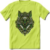 Vos - Dieren Mandala T-Shirt | Groen | Grappig Verjaardag Zentangle Dierenkop Cadeau Shirt | Dames - Heren - Unisex | Wildlife Tshirt Kleding Kado | - Groen - M