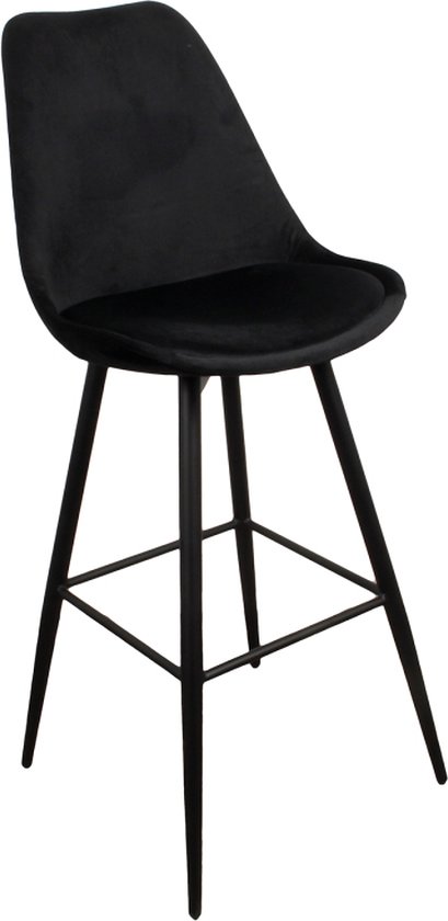 Lucy’s Living Luxe Barkruk LEAVE BAR Zwart– 51x58x117 cm - Barkrukken  - Barstoel Kruk - Barstoelen met rugleuning – Keukenstoel – stoelen - meubels