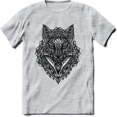 Vos - Dieren Mandala T-Shirt | Grijs | Grappig Verjaardag Zentangle Dierenkop Cadeau Shirt | Dames - Heren - Unisex | Wildlife Tshirt Kleding Kado | - Licht Grijs - Gemaleerd - S