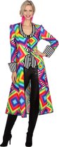 Wilbers - Jaren 80 & 90 Kostuum - Lange Drukke Theater Jas Vrouw - multicolor - Maat 36 - Carnavalskleding - Verkleedkleding