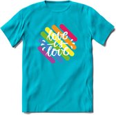 Love Is Love | Pride T-Shirt | Grappig LHBTIQ+ / LGBTQ / Gay / Homo / Lesbi Cadeau Shirt | Dames - Heren - Unisex | Tshirt Kleding Kado | - Blauw - M