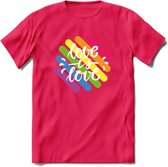 Love Is Love | Pride T-Shirt | Grappig LHBTIQ+ / LGBTQ / Gay / Homo / Lesbi Cadeau Shirt | Dames - Heren - Unisex | Tshirt Kleding Kado | - Roze - XL