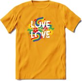 Love Is Love | Pride T-Shirt | Grappig LHBTIQ+ / LGBTQ / Gay / Homo / Lesbi Cadeau Shirt | Dames - Heren - Unisex | Tshirt Kleding Kado | - Geel - XL