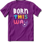 Born This Way | Pride T-Shirt | Grappig LHBTIQ+ / LGBTQ / Gay / Homo / Lesbi Cadeau Shirt | Dames - Heren - Unisex | Tshirt Kleding Kado | - Paars - XXL