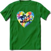 Love Is Love | Pride T-Shirt | Grappig LHBTIQ+ / LGBTQ / Gay / Homo / Lesbi Cadeau Shirt | Dames - Heren - Unisex | Tshirt Kleding Kado | - Donker Groen - XXL