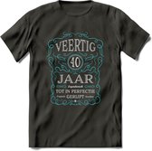 40 Jaar Legendarisch Gerijpt T-Shirt | Lichtblauw - Grijs | Grappig Verjaardag en Feest Cadeau Shirt | Dames - Heren - Unisex | Tshirt Kleding Kado | - Donker Grijs - 3XL