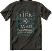 10 Jaar Legendarisch Gerijpt T-Shirt | Lichtblauw - Grijs | Grappig Verjaardag en Feest Cadeau Shirt | Dames - Heren - Unisex | Tshirt Kleding Kado | - Donker Grijs - 3XL